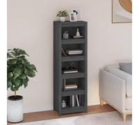 Libreria Grigia 50x35x154 cm in Legno Massello di Pino - Modern Wooden Bookshelf for Living Room Bedroom Sturdy Pine Shelf with 5 Tier Storage Space - Easy Assembly Home Decor Furniture