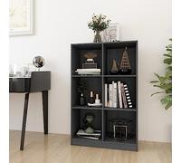 Libreria grigia 70 x 33 x 110 cm, legno massello di pino, stabile scaffale per soggiorno, camera da letto e ufficio, design moderno