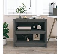 Libreria Grigia 80x35x68 cm in Legno Massello di Pino - Rustic Wooden Bookshelf for Living Room Bedroom Sturdy Pine Shelf with 4 Adjustable Shelves Modern Gray Storage Unit for Books & Decor