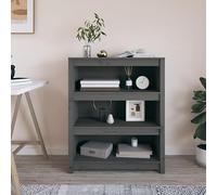 Libreria Grigia 80x35x97 cm in Legno Massello di Pino, Rustic Wood Bookshelf for Living Room & Bedroom, Sturdy Pine Shelf with 5 Open Compartments, Vintage Industrial Storage Furniture