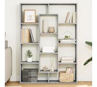 Libreria Grigio Cemento 102x29x143 cm in Legno Multistrato, Modern Bookcase with 5 Shelves, Industrial Style Storage Unit for Living Room & Office, Sturdy Plywood Construction, Easy Assembly