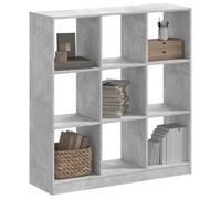 Libreria Grigio Cemento 102x32x108 cm in Legno Multistrato - Modern Bookcase with 9 Compartments for Living Room Bedroom Durable Plywood Storage Shelf for Books, Plants Decor Assembly & Maintenance