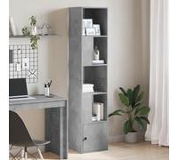 Libreria Grigio Cemento 40x36x189 cm in Legno Multistrato - Modern Bookcase with 4 Shelves for Living Room Office Durable Multipurpose Storage Unit for Books, Decor More Easy to Clean & Assemble