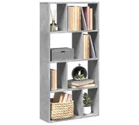 Libreria Grigio Cemento 60x20x120 cm in Truciolato, Modern Bookshelf with Geometric Design, 8 Compartments for Living Room & Bedroom, Durable Particle Board Storage Shelf, Max 80kg, Easy Assembly