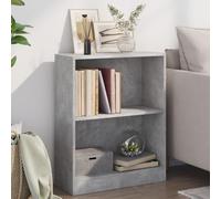 Libreria Grigio Cemento 60x24x76 cm in Legno Multistrato, 2-Tier Bookshelf for Living Room & Office, Compact Storage Shelf for Books DVDs Decor, Sturdy & Easy to Assemble, Modern Cement Gray Design