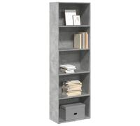 Libreria Grigio Cemento 60x30x189 cm in Legno Multistrato - Modern Bookshelf with Ample Storage Space for Living Room Bedroom Durable Particle Board Easy Assembly Maintenance - Wall Mountable