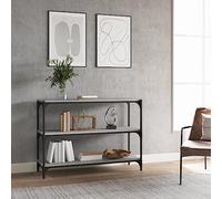 Libreria Grigio Sonoma 100x33x70.5 cm Industrial Bookshelf with 3 Shelves, Multipurpose Storage Unit for Living Room & Office, Sturdy Engineered Wood & Steel Structure, Modern Space-Saving Design