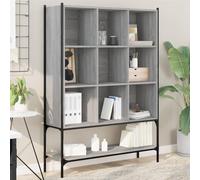 Libreria Grigio Sonoma 102x30x141. 5 cm in Legno Multistrato - Modern Bookshelf with 9 Open Shelves Bottom Storage, Space Saving Design for Living Room, Bedroom, Office Sturdy & Plywood Structure