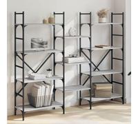 Libreria Grigio Sonoma 160x28,5x136,5 cm in Legno Multistrato - Modern Bookcase with 5 Shelves, Sturdy Steel & Plywood Structure, Wall Mounted Storage Unit for Living Room, Bedroom, Office