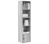Libreria Grigio Sonoma 31x24x127 cm in Legno Multistrato - Modern Bookcase with Door, Multi-Shelf Storage Cabinet for Living Room Office, Durable Engineered Wood, Easy Assembly & Maintenance