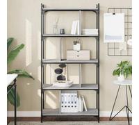 Libreria Grigio Sonoma 5 Ripiani 76x32x158 cm Legno Multistrato, Moderna Libreria a Parete per Soggiorno e Ufficio, Scaffale Libri con Struttura in Metallo, Ampio Spazio di Facile da Pulire
