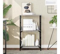 Libreria Grigio Sonoma 50x33x82 cm in Legno Multistrato - Industrial Style Bookshelf with 2 Shelves, Sturdy Plywood & Steel Frame for Home Office Storage, Wall Mountable Space Saving Design