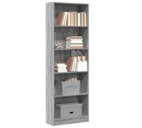 Libreria Grigio Sonoma 60x24x176 cm in Legno Multistrato, Modern Bookcase with 5 Shelves for Living Room & Bedroom, Sturdy Wooden Storage Shelf for Books, Decor, Easy Assembly & Maintenance