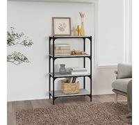 Libreria Grigio Sonoma 60x33x100 cm Industrial Bookshelf with 4 Shelves, Multipurpose Storage Unit for Living Room & Office, Sturdy Engineered Wood & Steel Construction, Modern Space-Saving Design