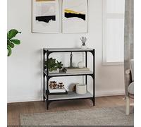 Libreria Grigio Sonoma 60x33x70.5cm - Industrial Bookshelf with 3 Shelves for Living Room Office Sturdy Engineered Wood Steel Structure Space Saving Storage Solution for Books, DVDs & Decor