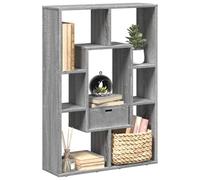 Libreria Grigio Sonoma 63x20x90 cm in Truciolato, Modern Geometric Bookcase with 7 Storage Compartments, Versatile Shelf Unit for Living Room, Bedroom, Office, Sturdy Particle Board, Easy Assembly