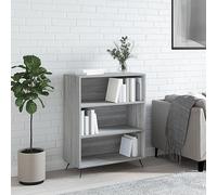 Libreria Grigio Sonoma 69. 5x32. 5x90 cm in Legno Multistrato, Modern Bookcase with 3 Open Shelves for Living Room & Office, Sturdy Wooden Storage Shelf with Metal Feet, Wall Space Saving Design