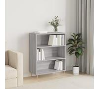 Libreria Grigio Sonoma 69, 5x32, 5x90 cm in Legno Multistrato - Modern Bookshelf with 3 Open Compartments, Sturdy Plywood Metal Feet for Living Room, Office Wall Mountable Storage Books & Decor