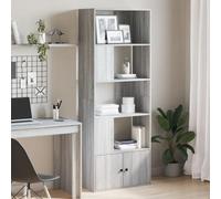 Libreria Grigio Sonoma 70x36x189 cm in Legno Multistrato - Modern Bookcase with Multiple Shelves, Sturdy Plywood Storage Shelf for Living Room, Bedroom, Office, Max Load 100kg, Easy Assembly