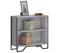 Libreria Grigio Sonoma 80x31x74, 5 cm in Legno Multistrato, Modern Bookcase with 2 Open Compartments, Sturdy Shelf for Books, Decor & Plants, Metal Feet, Wall Mountable for Safety, & Office Storage