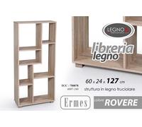 LIBRERIA H1276024 CM RIPIANI LEGNO STRIATO ROVERE MOBILE SCAFFALE MODERNO