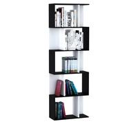 Libreria HOMCOM a 5 livelli a forma di S 60x24x184,5 cm nera