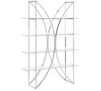 Libreria in acciaio a 4 piani con ripiani in vetro Stile glamour Telaio argento