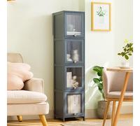 Libreria in acrilico con porta di chiusura, libreria a pavimento stretto e mobiletto per soggiorno, design elegante, 40 x 32 x 106 cm