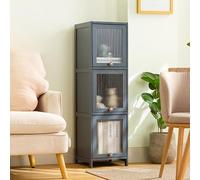 Libreria in acrilico con porta di chiusura, libreria a pavimento stretto e mobiletto per soggiorno, design elegante, 40 x 32 x 106 cm