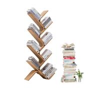 Libreria in bambù, libreria alta da pavimento, moderna e stretta, organizer per camera da letto, soggiorno, casa e ufficio, espositore angolare salvaspazio