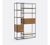 Libreria in filo metallico, ferro e impiallacciatura in rovere, VAULTY Beige TU