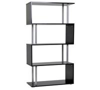 Libreria in Legno a Parete Mobili Ufficio Scaffale Nero 80x30x145 cm