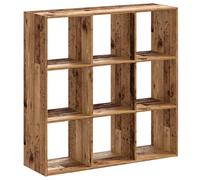 Libreria in legno antico 102 x 32 x 102 cm, legno di ingegneria 9 scomparti | Scaffale per libri, divisorio divisorio, 9 scomparti, portaoggetti per bambini, foto incorniciate, fissaggio a parete