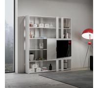 Libreria in legno Bianco Frassino 178x204h cm con porta TV - KATO H