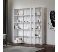 Libreria Bifacciale da Parete per Libri, DVD A Kato 6R 2 fianchi 4 fasce lunghe 178x36x h204 cm libreria bifacciale libreria arriva smontata puoi intercambiare le fasce a piacimento bianco