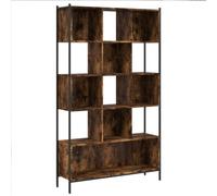 Libreria in legno composito tinta fumo, 102x28x172 cm, con fissaggio | Mobile portaoggetti multiuso, ampi ripiani aperti, design verticale rinfoderante, uso salotto ufficio camera da letto