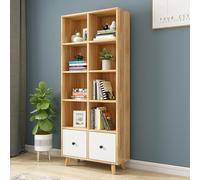 Libreria in legno con angoli arrotondati, multistrato, design a doppio cassetto, versatile e salvaspazio, perfetta per casa e ufficio (180 cm)