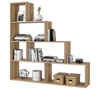 Libreria In Legno Design Moderno Rovere Chiara 145x29xH145 Cm Mensole A Scala