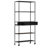 Libreria in legno di mango grezzo e ferro 80x35x180 cm 4 ripiani | Design industriale, legno esotico, 4 ripiani, cassetto, portaoggetti multiuso, facile da pulire