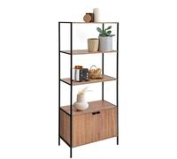 Libreria in Legno Effetto Rovere a 2 Ripiani con Mobile Basso - Mobile Portaoggetti, 68x35x176cm, Ideale per Salotto, Studio e Ufficio, Nero e Marrone