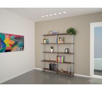 LIBRERIA IN LEGNO EVMETALLO 5 RIPIANI FINITURA IN LEGNO O NOCE mod. SMILE