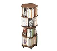 Libreria in Legno Girevole a 360° con Ruote universali, 5 Altezze Regolabili, Colore Noce, 127,5 cm - Soluzione Versatile per riporre Gli Oggetti in Biblioteca
