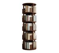 Libreria in legno girevole a 360°, mensola angolare stretta rotonda a 5 ripiani, salvaspazio per piccole stanze, finitura noce, perfetta per camera da letto e soggiorno (18 x 18 x 63,5 cm)