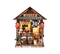 Libreria in legno in miniatura, taverna giapponese, con luce a LED | disposizione dei componenti chiara, dimensioni finite 15,2 × 12,4 × 18,2 cm, per libreria o mensola