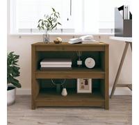 Libreria in Legno Massello di Pino, Libreria Marrone Ambra 80x35x68 cm, Rustic Wood Bookcase for Living Room & Bedroom, Sturdy Pine Shelf with 4 Compartments, Vintage Home Decor Storage Furniture