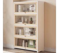 Libreria in legno massello, libreria industriale con porta a spinta verso l'interno, espositore da pavimento per camera da letto, ufficio, cucina, soggiorno, dispensa, versatile, bianco, 80 x 28 x 13
