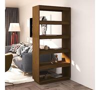 Libreria in legno massello marrone miele, 80 x 35 x 167 cm, versatile divisorio stabile, per soggiorno, studio, corridoio, riviste, DVD