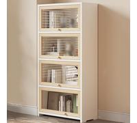 Libreria in legno massello, mobiletto industriale con porta a ribalta verso l'interno, espositore da pavimento per riporre oggetti versatili in camera da letto, ufficio, cucina, soggiorno