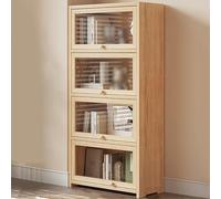 Libreria in legno massello, mobiletto industriale con porta a ribalta verso l'interno, espositore da pavimento per riporre oggetti versatili in camera da letto, ufficio, cucina, soggiorno