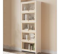 Libreria in legno massello, mobiletto industriale con porta a ribalta verso l'interno, espositore da pavimento per riporre oggetti versatili in camera da letto, ufficio, cucina, soggiorno